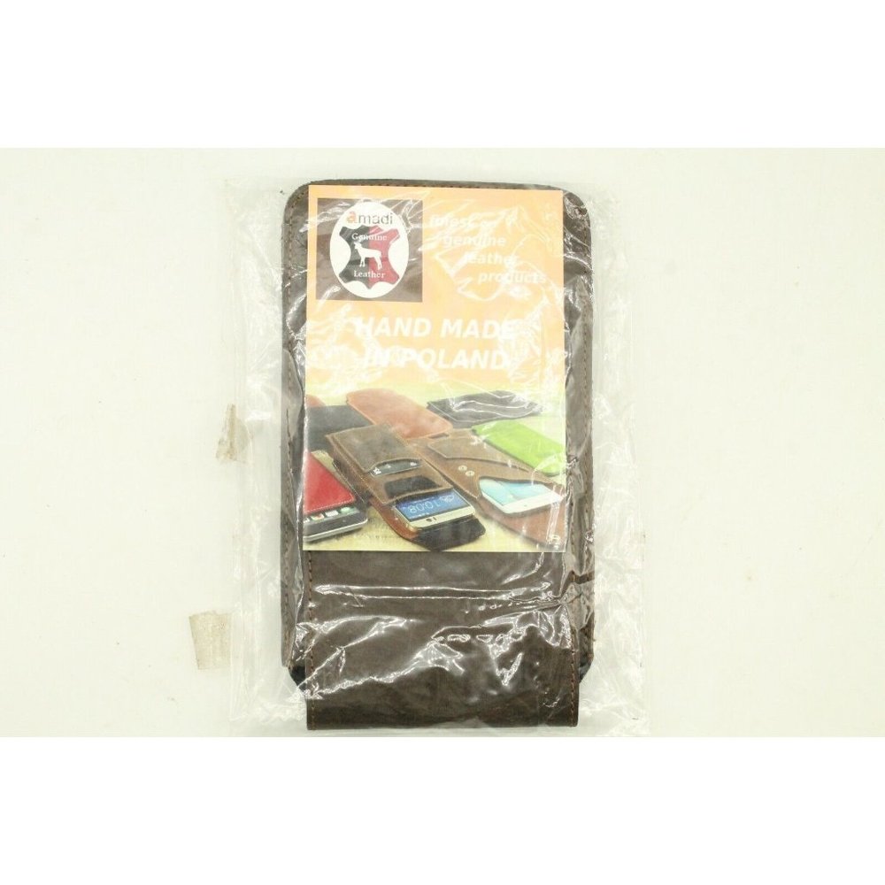 Amadi Genuine Leather Two Pocket Belt Pouch Brown XL for Mobile Phones